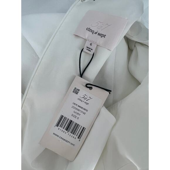 Cinq a Sept Nanon Crepe Ruffle Dress in Ivory - Picture 10 of 13